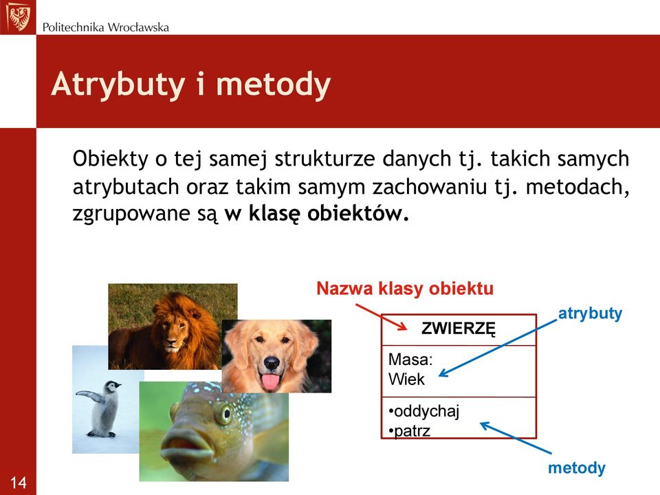 tj. metodach, zgrupowane są w klasę obiektów.