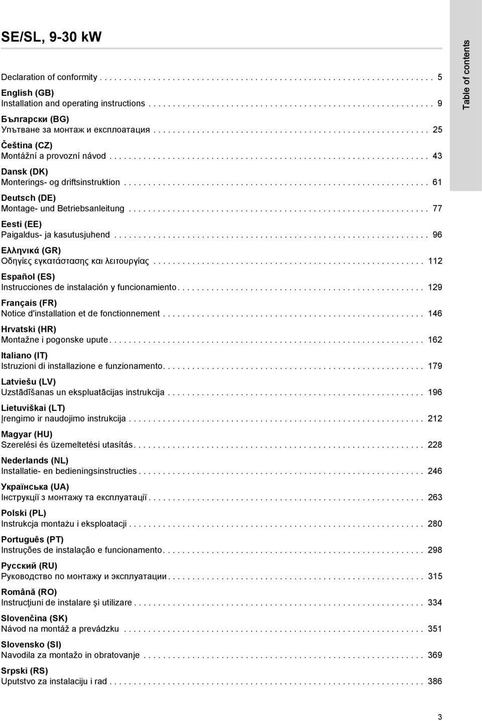 ................................................................. 43 Dansk (DK) Monterings- og driftsinstruktion............................................................... 61 Deutsch (DE) Montage- und Betriebsanleitung.