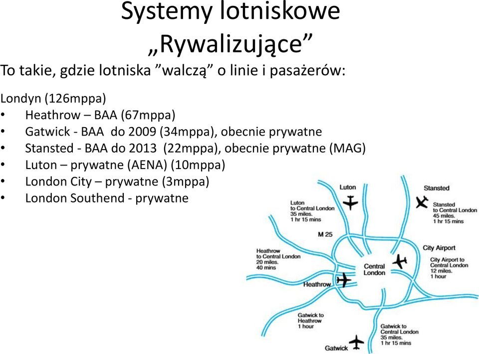 (34mppa), obecnie prywatne Stansted - BAA do 2013 (22mppa), obecnie prywatne