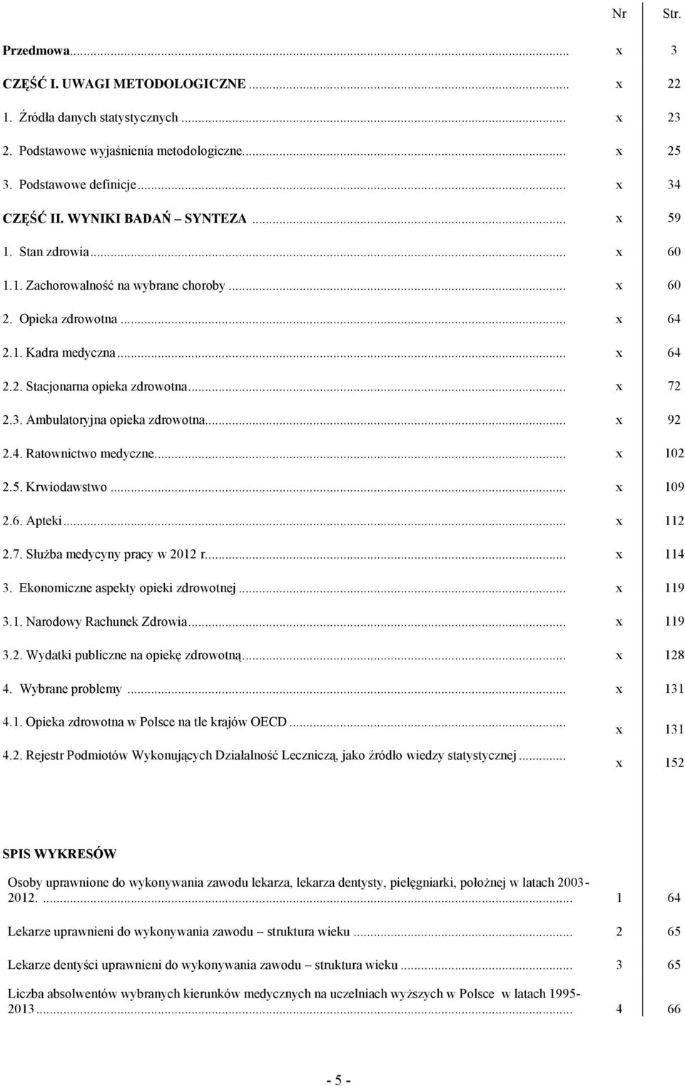 3. Ambulatoryjna opieka zdrowotna... x 92 2.4. Ratownictwo medyczne... x 102 2.5. Krwiodawstwo... x 109 2.6. Apteki... x 112 2.7. Służba medycyny pracy w 2012 r.... x 114 3.