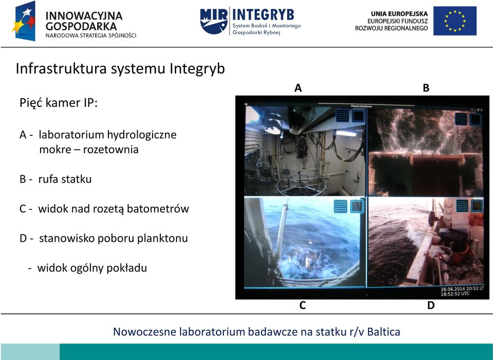 rufa statku C - widok nad rozetą batometrów D -