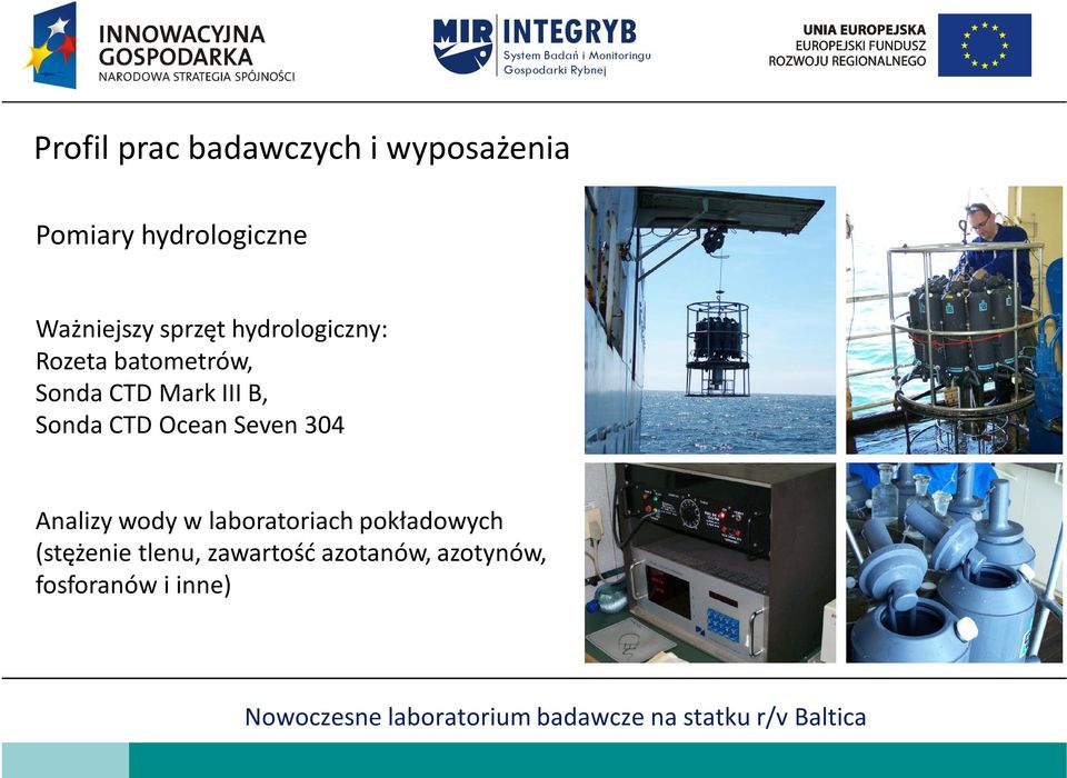 III B, Sonda CTD Ocean Seven 304 Analizy wody w laboratoriach