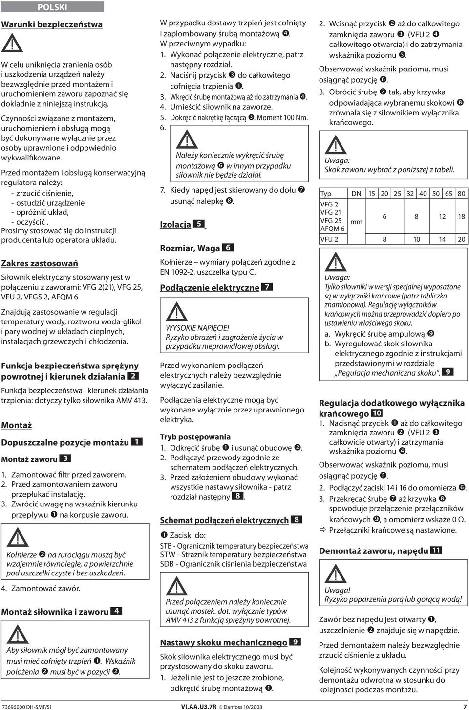 Przed montażem i obsługą konserwacyjną regulatora należy: - zrzucić ciśnienie, - ostudzić urządzenie - opróżnić układ, - oczyścić. Prosimy stosować się do instrukcji producenta lub operatora układu.