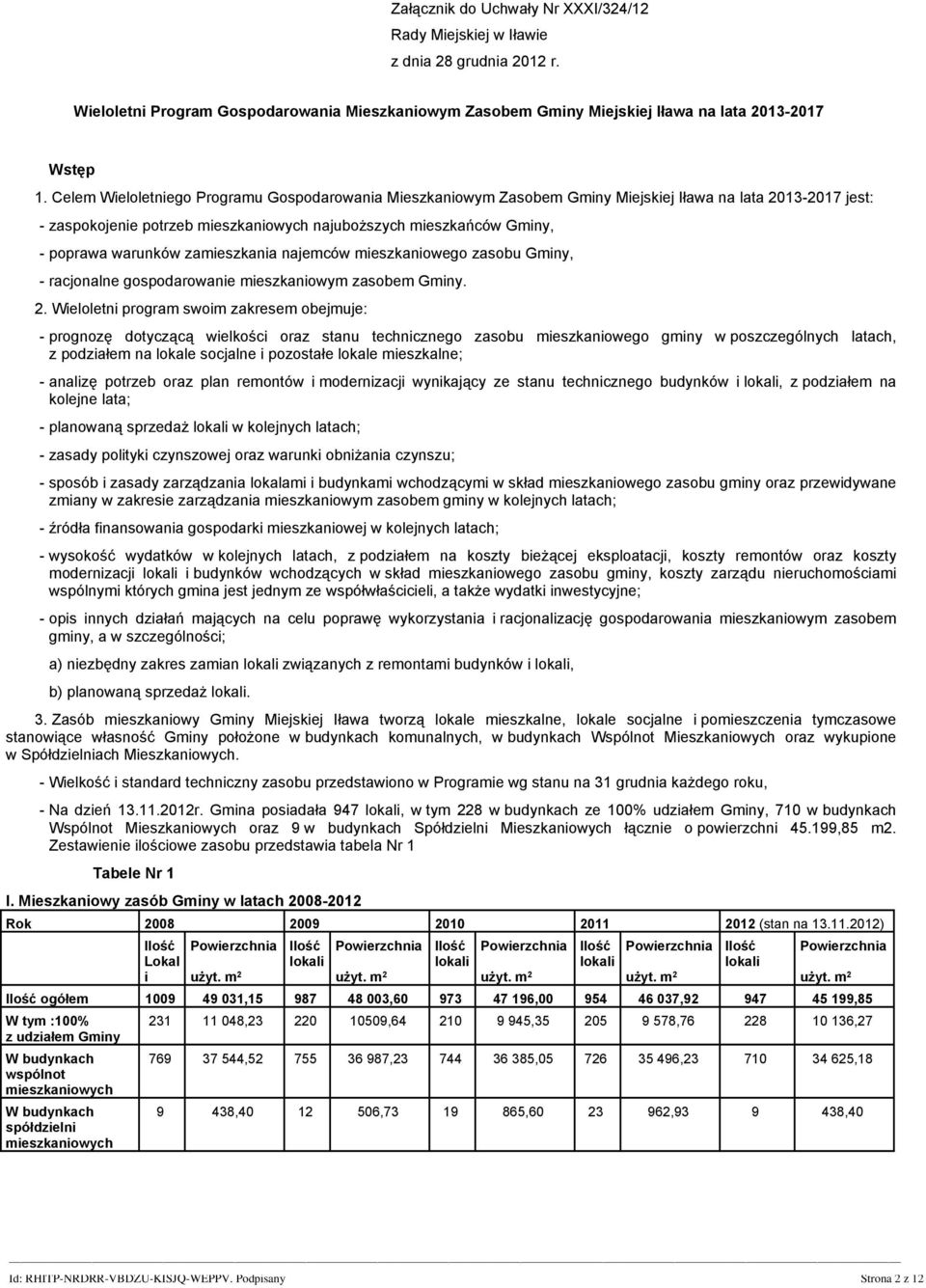 warunków zamieszkania najemców mieszkaniowego zasobu Gminy, - racjonalne gospodarowanie mieszkaniowym zasobem Gminy. 2.