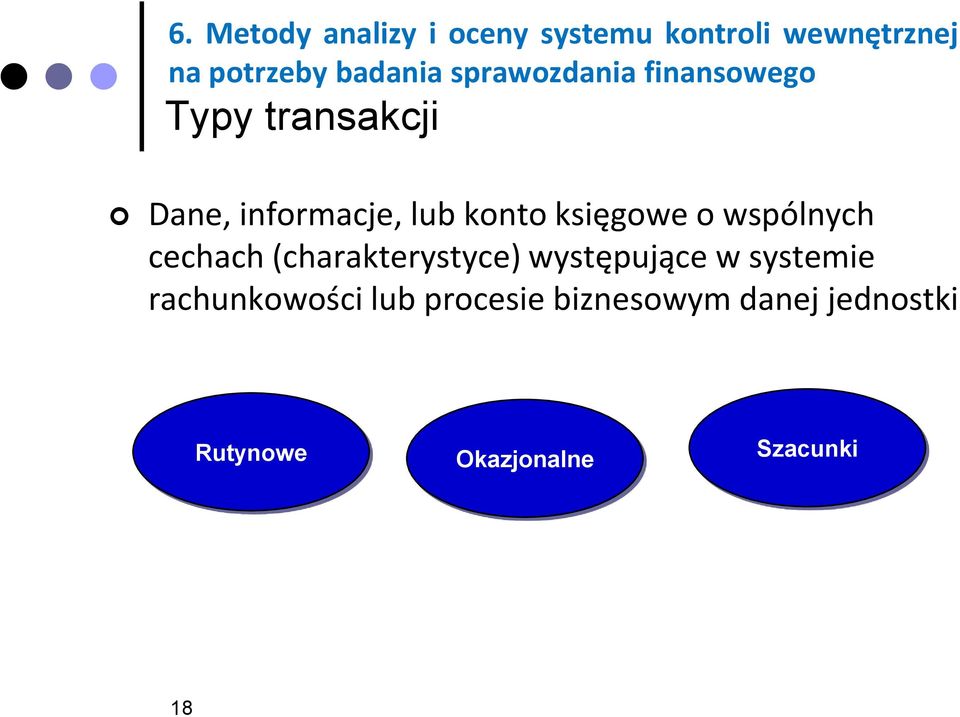 księgowe o wspólnych cechach (charakterystyce) występujące w systemie