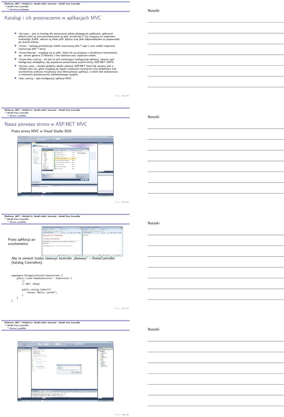 js) związane ze wsparciem technologii AJAX, obecne są także pliki JQuery oraz pliki odpowiedzialne za poprawność po stronie klienta, /Views katalog przechowuje widoki (zazwyczaj pliki *.