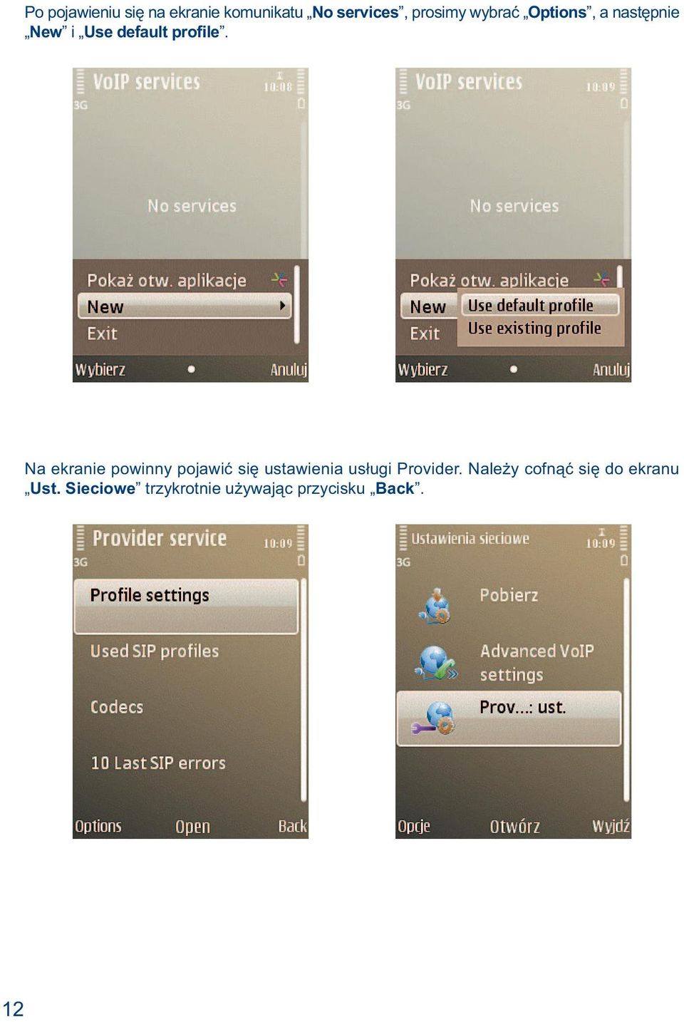 Na ekranie powinny pojawić się ustawienia usługi Provider.