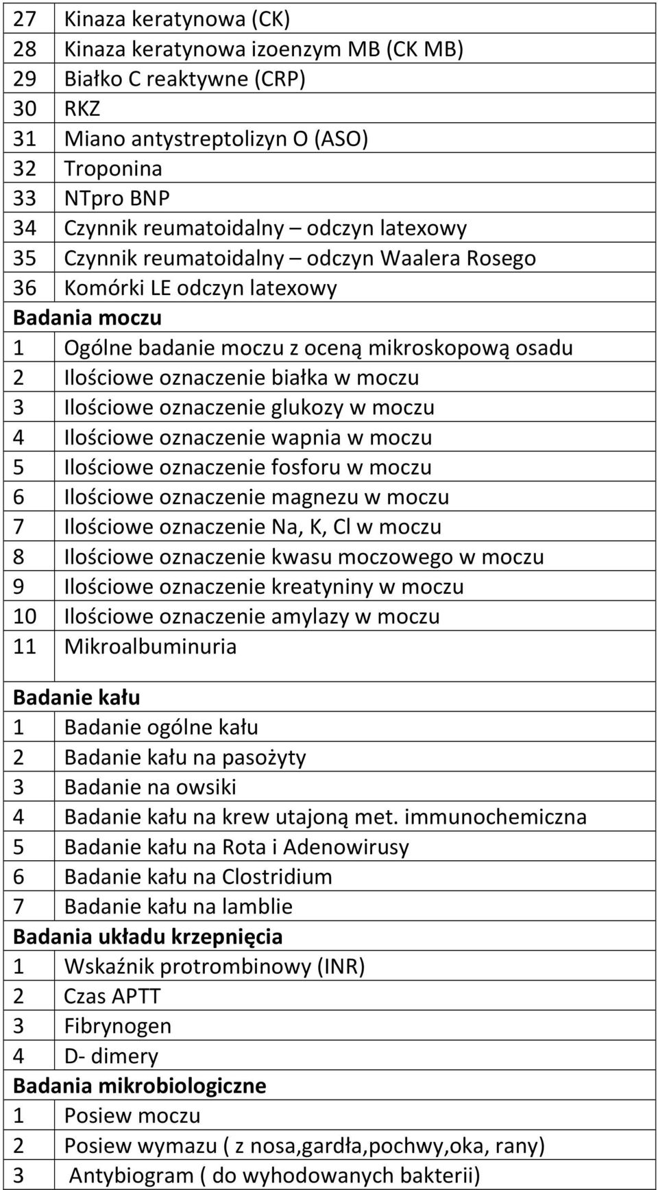 oznaczenie glukozy w moczu 4 Ilościowe oznaczenie wapnia w moczu 5 Ilościowe oznaczenie fosforu w moczu 6 Ilościowe oznaczenie magnezu w moczu 7 Ilościowe oznaczenie Na, K, Cl w moczu 8 Ilościowe