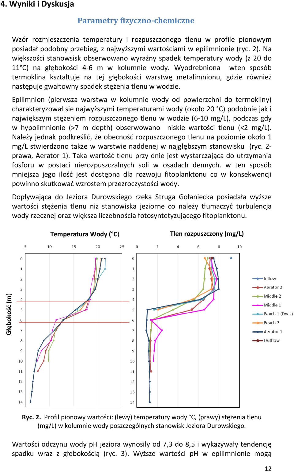 Wyodrebniona wten sposób termoklina kształtuje na tej głębokości warstwę metalimnionu, gdzie również następuje gwałtowny spadek stężenia tlenu w wodzie.