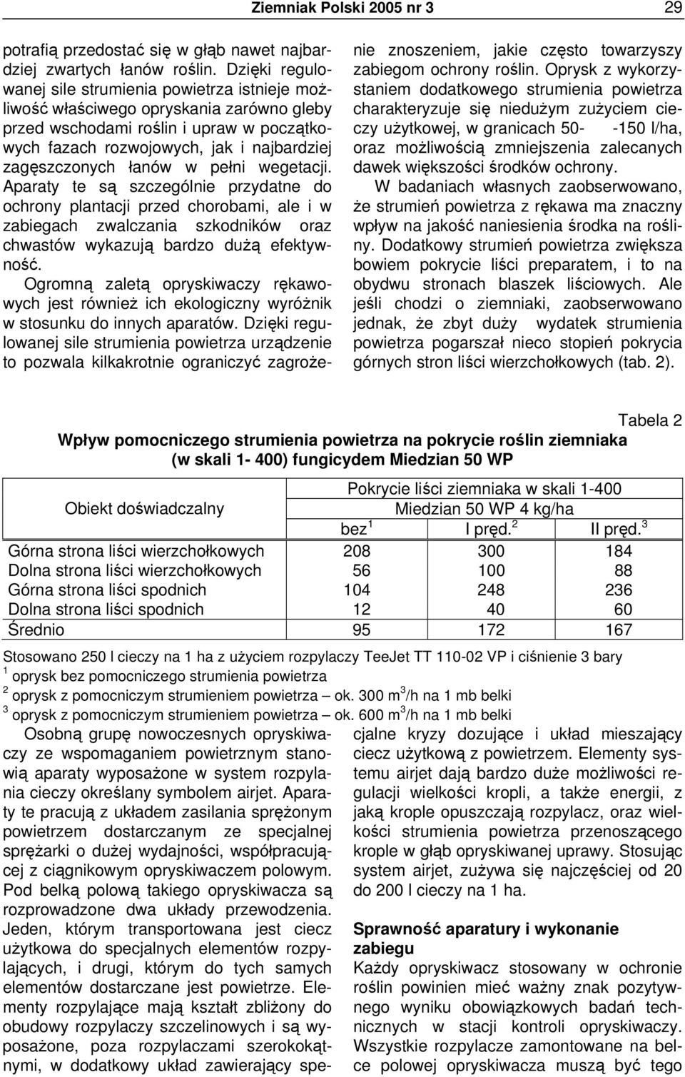 łanów w pełni wegetacji. Aparaty te są szczególnie przydatne do ochrony plantacji przed chorobami, ale i w zabiegach zwalczania szkodników oraz chwastów wykazują bardzo dużą efektywność.