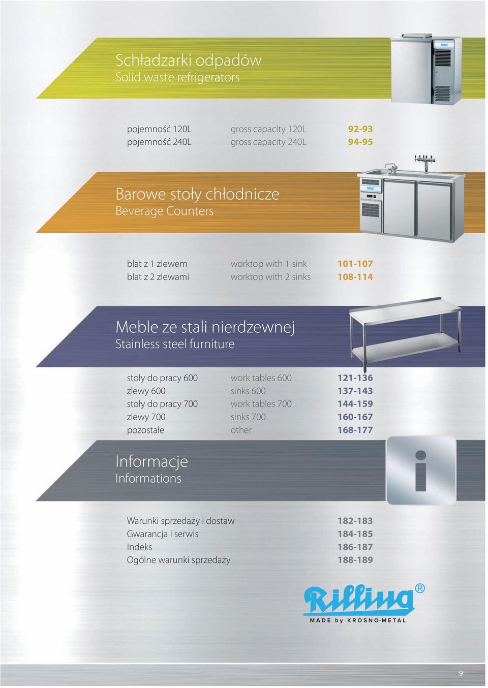 furniture stoły do pracy 600 zlewy 600 stoły do pracy 700 zlewy 700 pozostałe Informacje Informations work tables 600 sinks 600 work tables 700 sinks 700