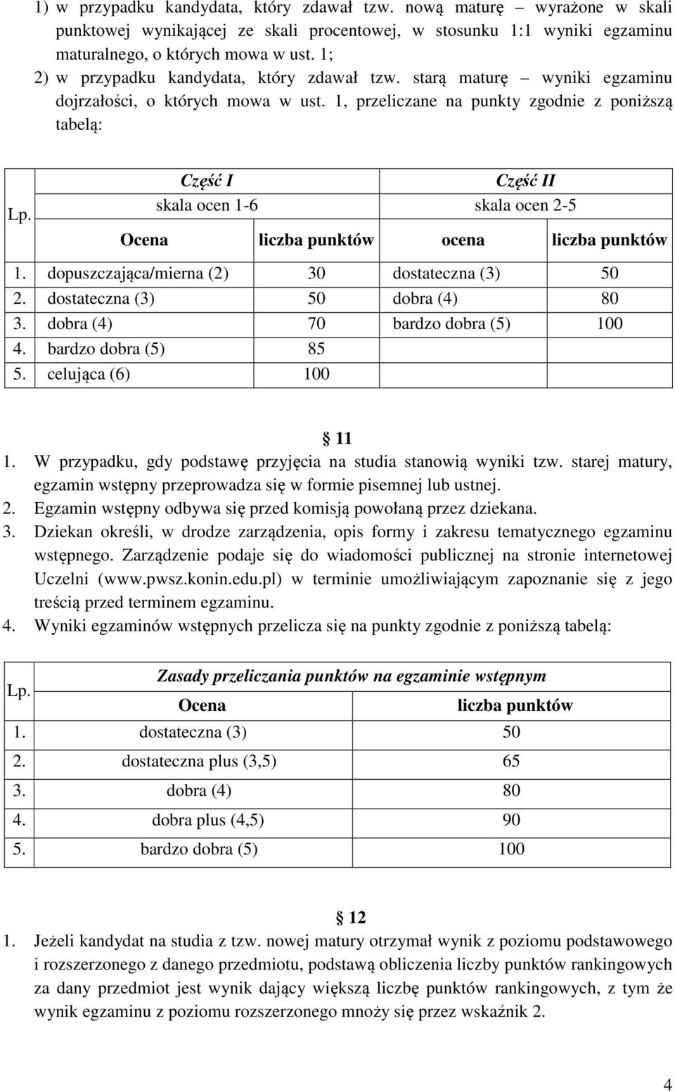 Część I Część II skala ocen 1-6 skala ocen 2-5 Ocena liczba punktów ocena liczba punktów 1. dopuszczająca/mierna (2) 30 dostateczna (3) 50 2. dostateczna (3) 50 dobra (4) 80 3.