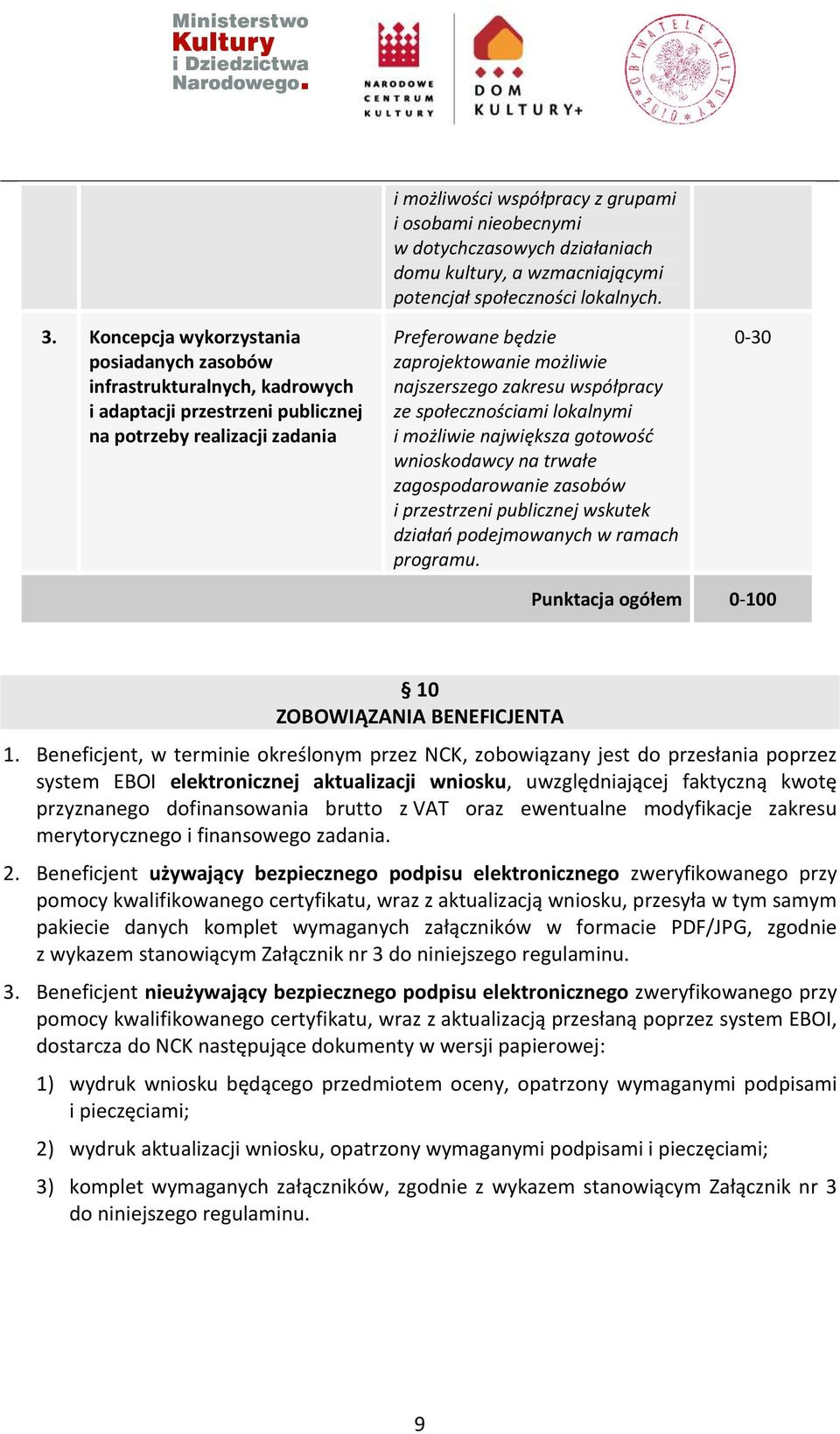 Preferowane będzie zaprojektowanie możliwie najszerszego zakresu współpracy ze społecznościami lokalnymi i możliwie największa gotowość wnioskodawcy na trwałe zagospodarowanie zasobów i przestrzeni