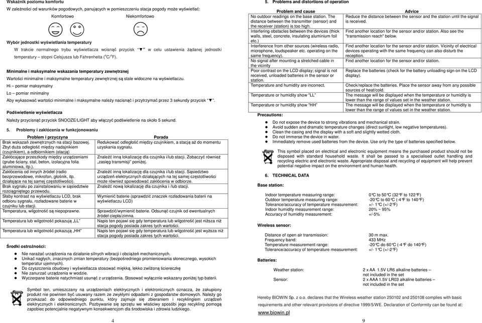 Minimalne i maksymalne wskazania temperatury zewnętrznej Wartości minimalne i maksymalne temperatury zewnętrznej są stale widoczne na wyświetlaczu.