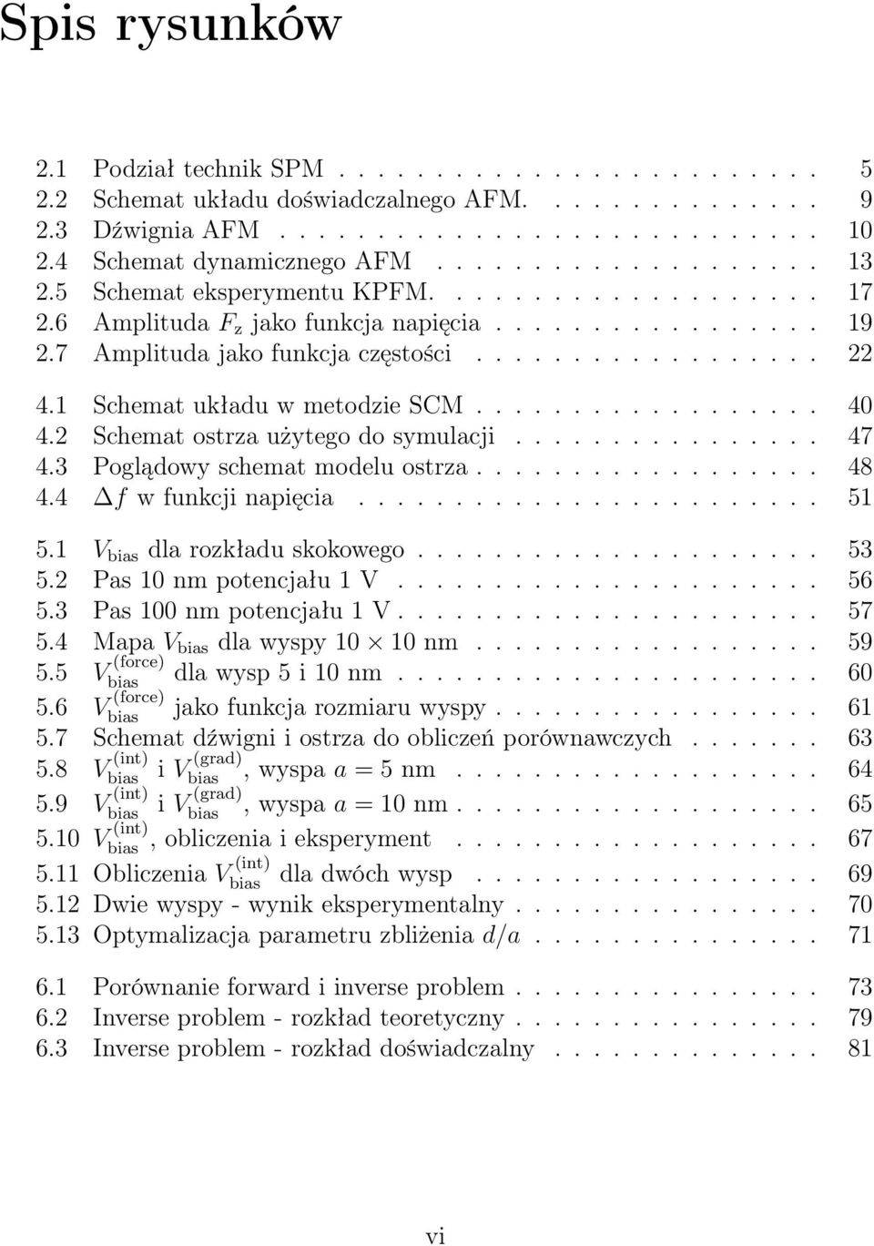 1 Schemat układu w metodzie SCM.................. 40 4.2 Schemat ostrza użytego do symulacji................ 47 4.3 Poglądowy schemat modelu ostrza.................. 48 4.4 f w funkcji napięcia........................ 51 5.