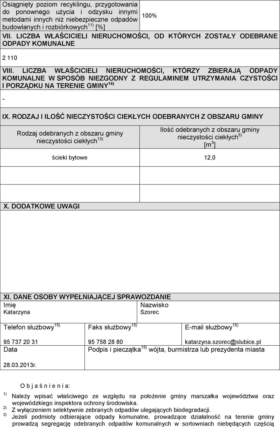 LICZBA WŁAŚCICIELI NIERUCHOMOŚCI, KTÓRZY ZBIERAJĄ ODPADY KOMUNALNE W SPOSÓB NIEZGODNY Z REGULAMINEM UTRZYMANIA CZYSTOŚCI I PORZĄDKU NA TERENIE GMINY 14) - IX.