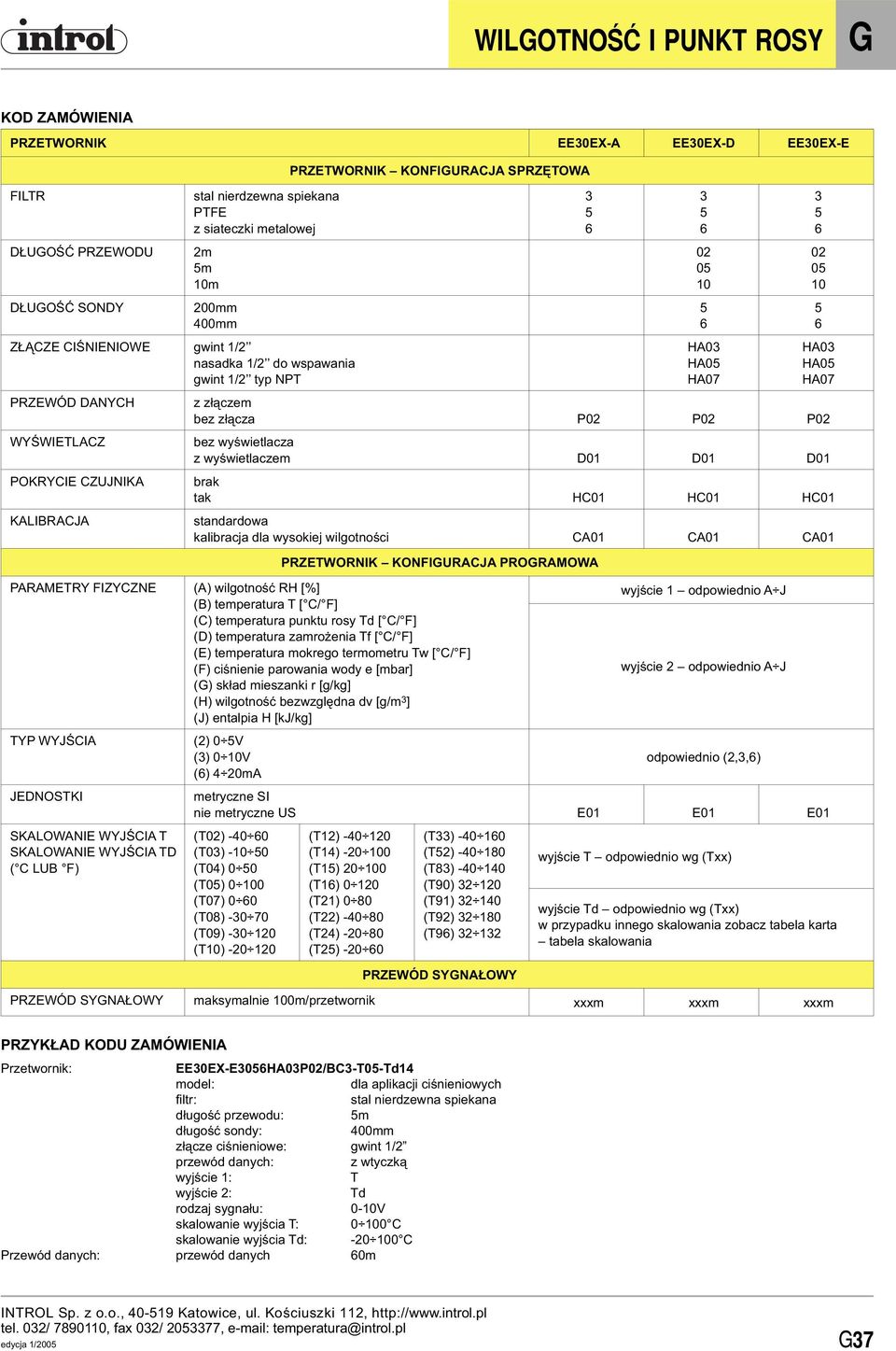 złączem bez złącza P02 P02 P02 bez wyświetlacza z wyświetlaczem D01 D01 D01 brak tak HC01 HC01 HC01 standardowa kalibracja dla wysokiej wilgotności CA01 CA01 CA01 PRZETWORNIK KONFIGURACJA PROGRAMOWA