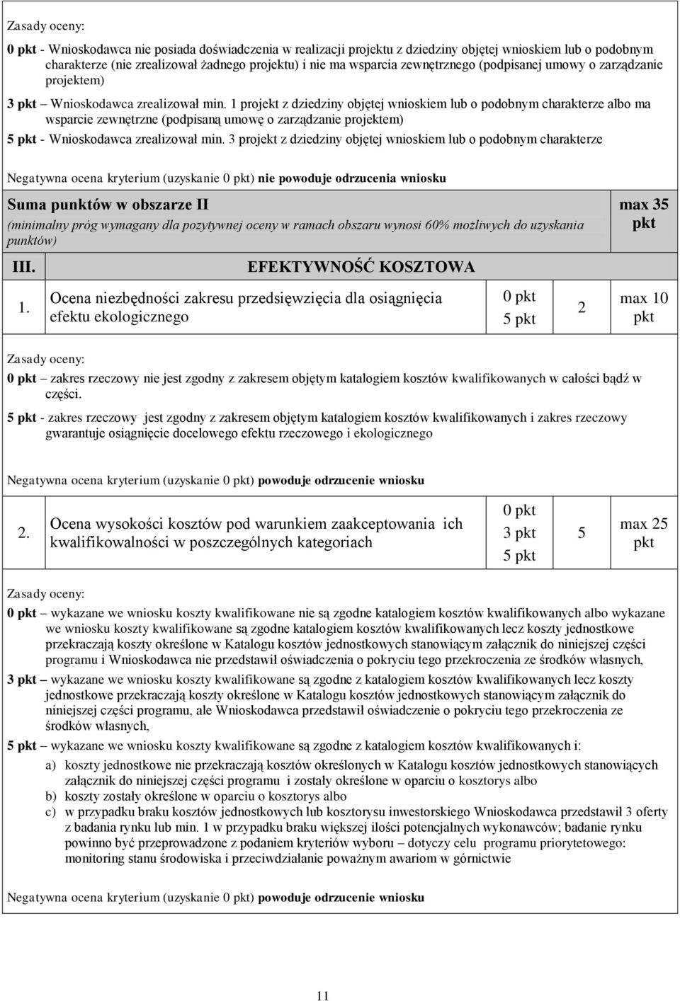 1 projekt z dziedziny objętej wnioskiem lub o podobnym charakterze albo ma wsparcie zewnętrzne (podpisaną umowę o zarządzanie projektem) 5 - Wnioskodawca zrealizował min.