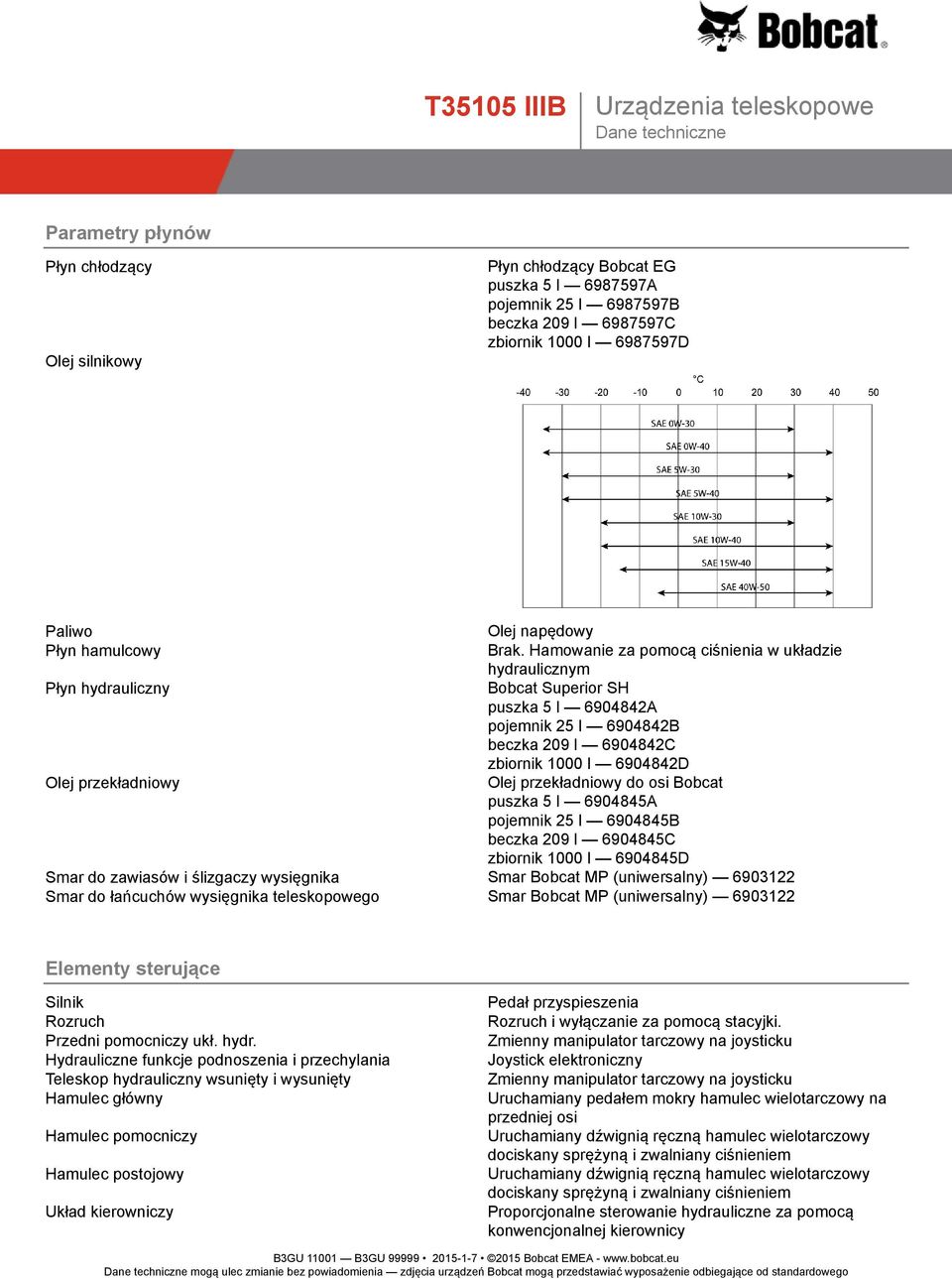 przekładniowy Olej przekładniowy do osi Bobcat puszka 5 l 6904845A pojemnik 25 l 6904845B beczka 209 l 6904845C zbiornik 1000 l 6904845D Smar do zawiasów i ślizgaczy wysięgnika Smar Bobcat MP