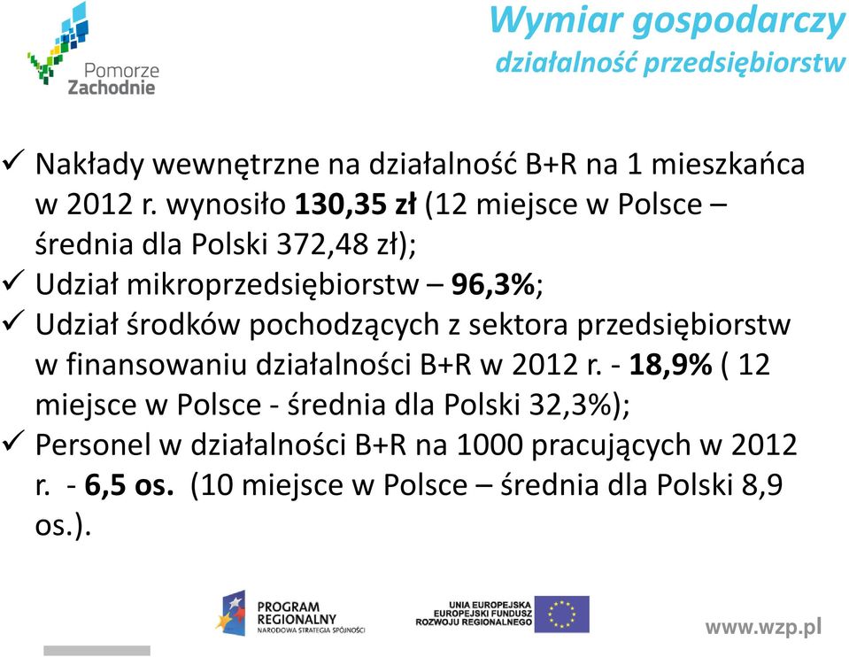 pochodzących z sektora przedsiębiorstw w finansowaniu działalności B+R w 2012 r.