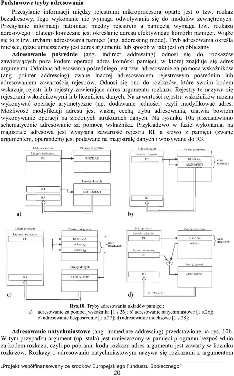 trybami adresowania pamięci (ang. addressing mode). Tryb adresowania określa miejsce, gdzie umieszczany jest adres argumentu lub sposób w jaki jest on obliczany. Adresowanie pośrednie (ang.