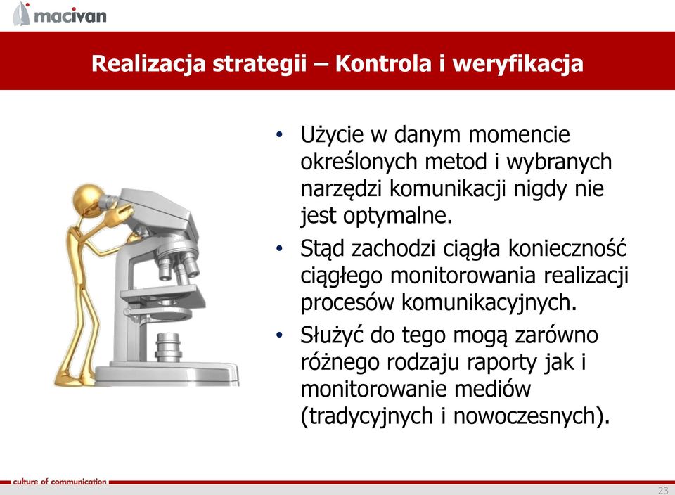 Stąd zachodzi ciągła konieczność ciągłego monitorowania realizacji procesów