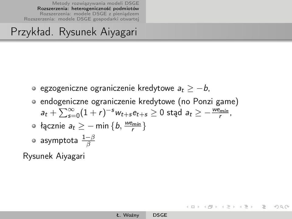 endogeniczne ograniczenie kredytowe (no Ponzi game) a t +