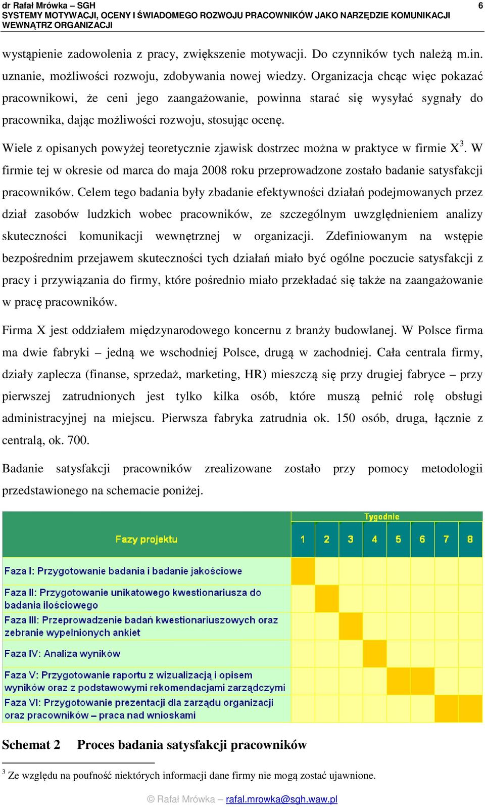 Wiele z opisanych powyżej teoretycznie zjawisk dostrzec można w praktyce w firmie X 3. W firmie tej w okresie od marca do maja 2008 roku przeprowadzone zostało badanie satysfakcji pracowników.