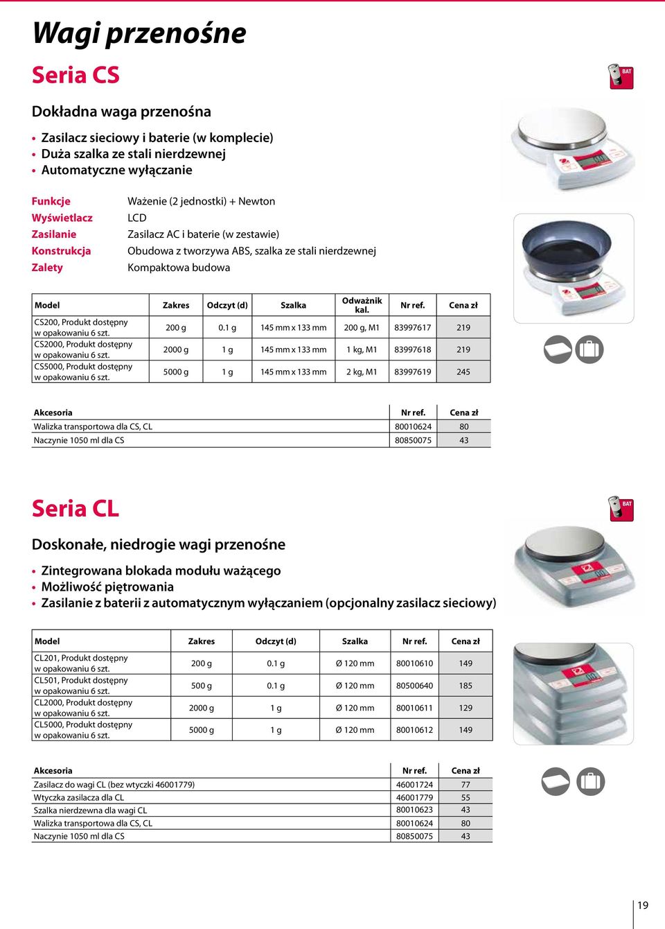 CS2000, Produkt dostępny w opakowaniu 6 szt. CS5000, Produkt dostępny w opakowaniu 6 szt. Odważnik kal. Nr ref. Cena zł 200 g 0.