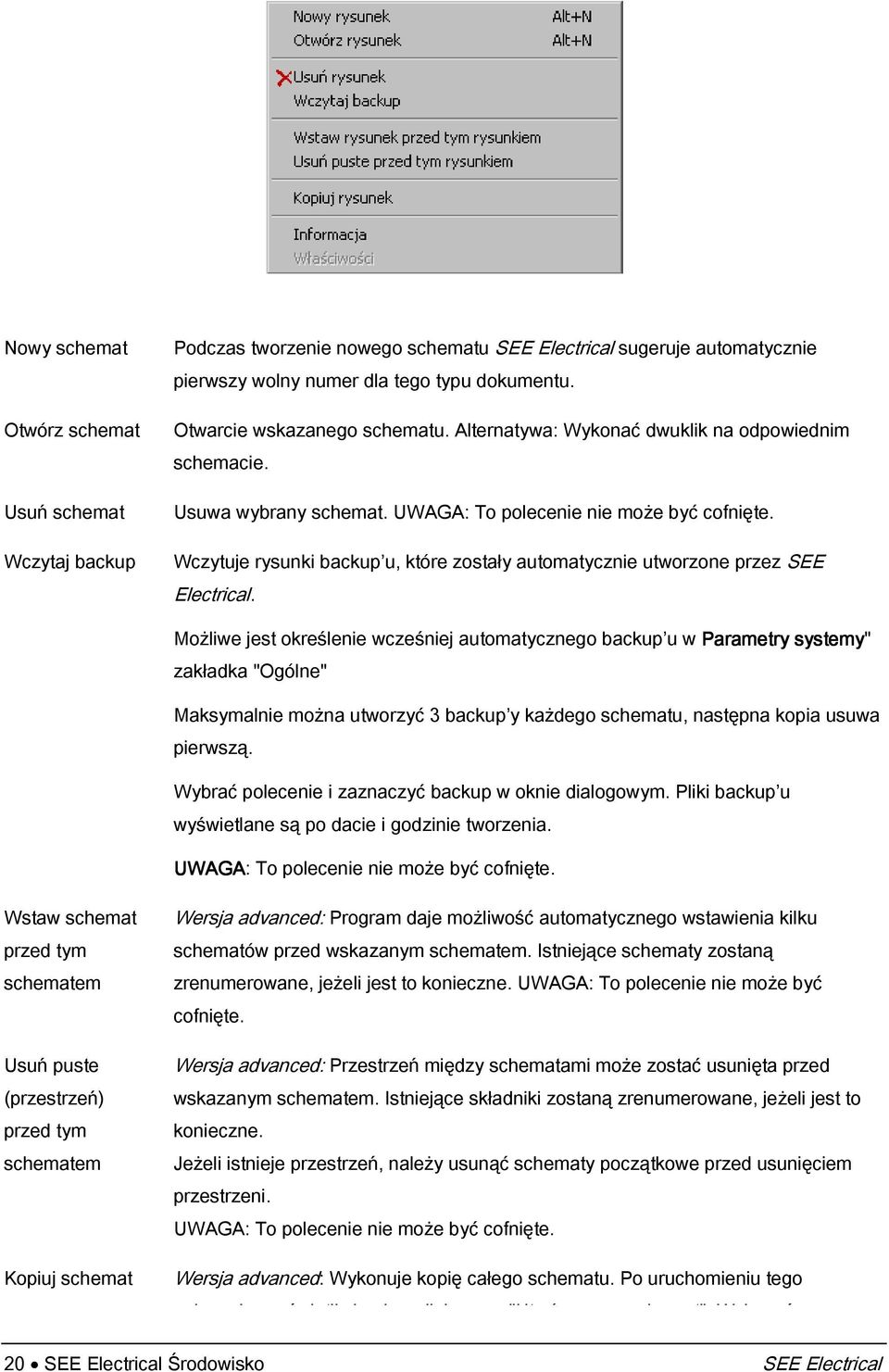 WczytuPe rysunki backup u, które zostały automatycznie utworzone przez SEE Electrical.