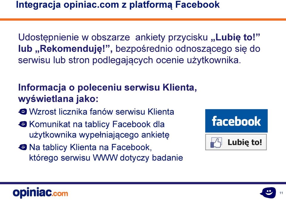 Informacja o poleceniu serwisu Klienta, wyświetlana jako: Wzrost licznika fanów serwisu Klienta Komunikat na