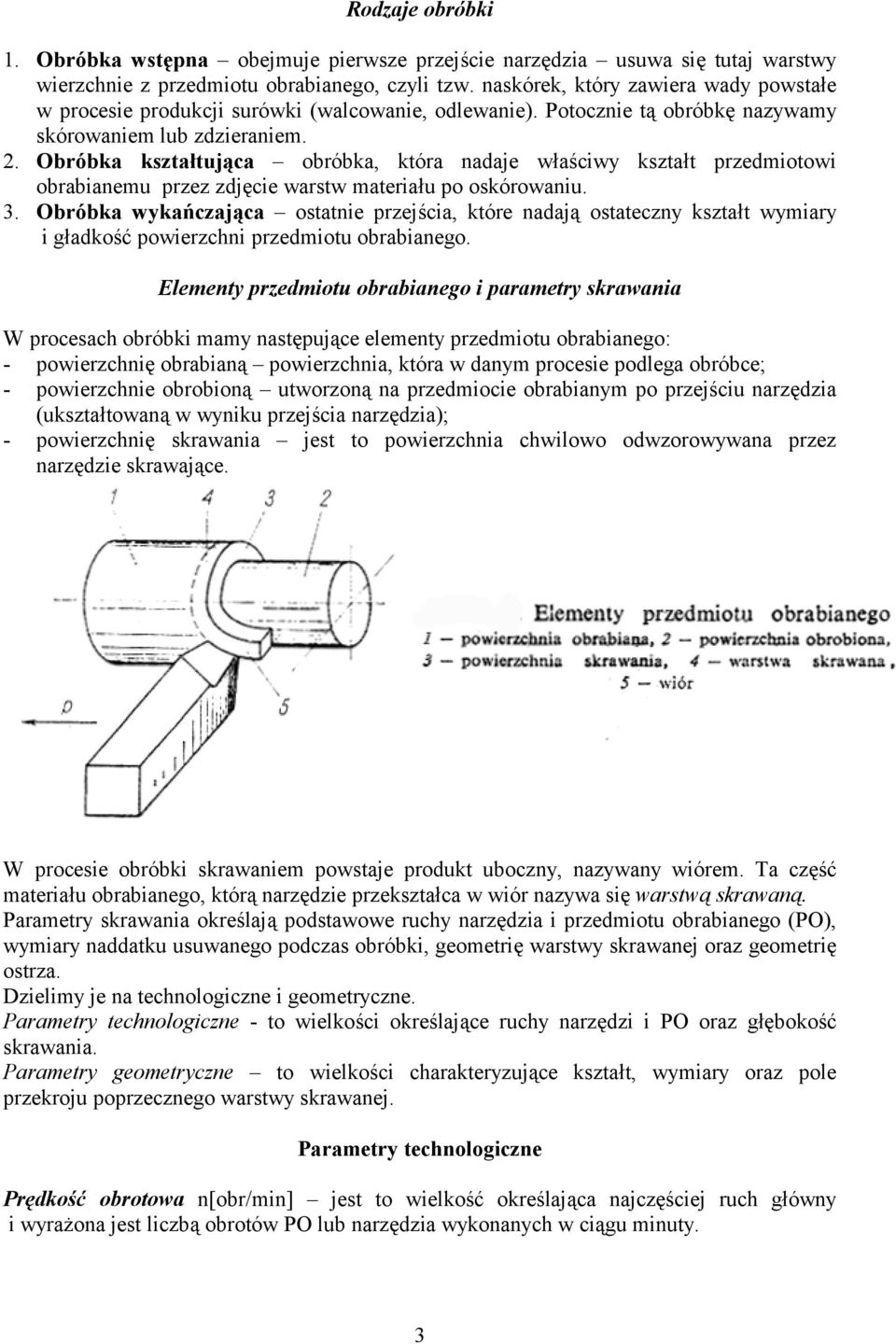 Obróbka ksztatuj3ca obróbka, która nadaje waciwy ksztat przedmiotowi obrabianemu przez zdjcie warstw materiau po oskórowaniu. 3.