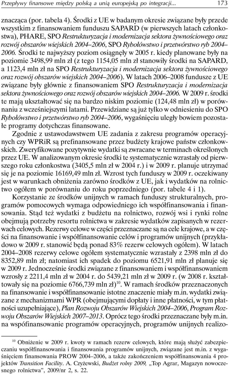 rozwój obszarów wiejskich 2004 2006, SPO Rybołówstwo i przetwórstwo ryb 2004 2006. Środki te najwyższy poziom osiągnęły w 2005 r.