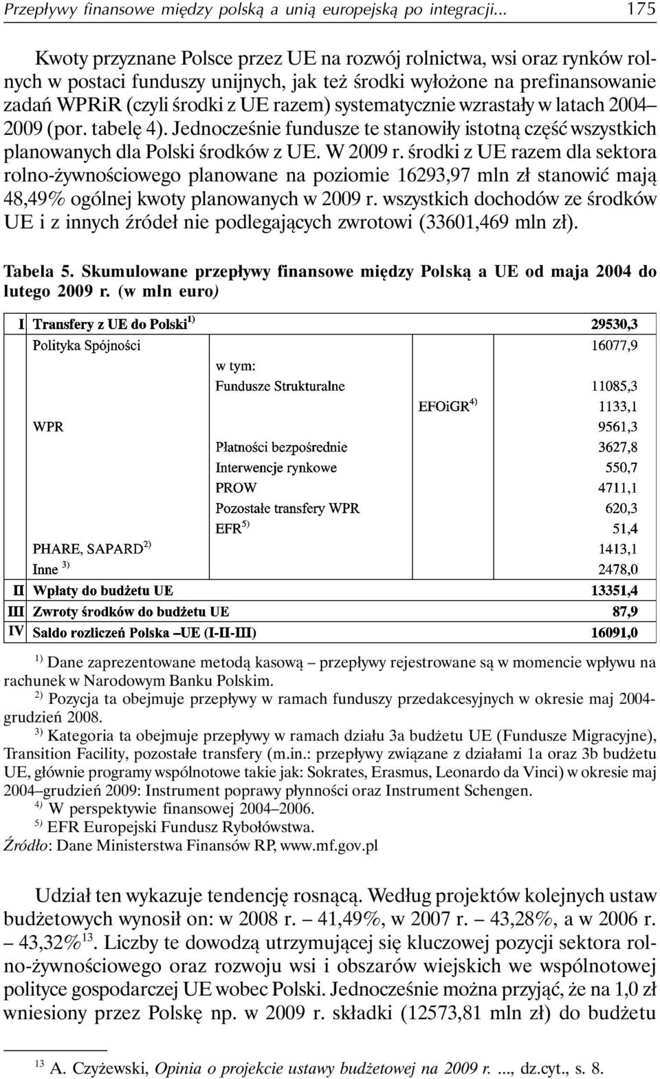 systematycznie wzrastały w latach 2004 2009 (por. tabelę 4). Jednocześnie fundusze te stanowiły istotną część wszystkich planowanych dla Polski środków z UE. W 2009 r.