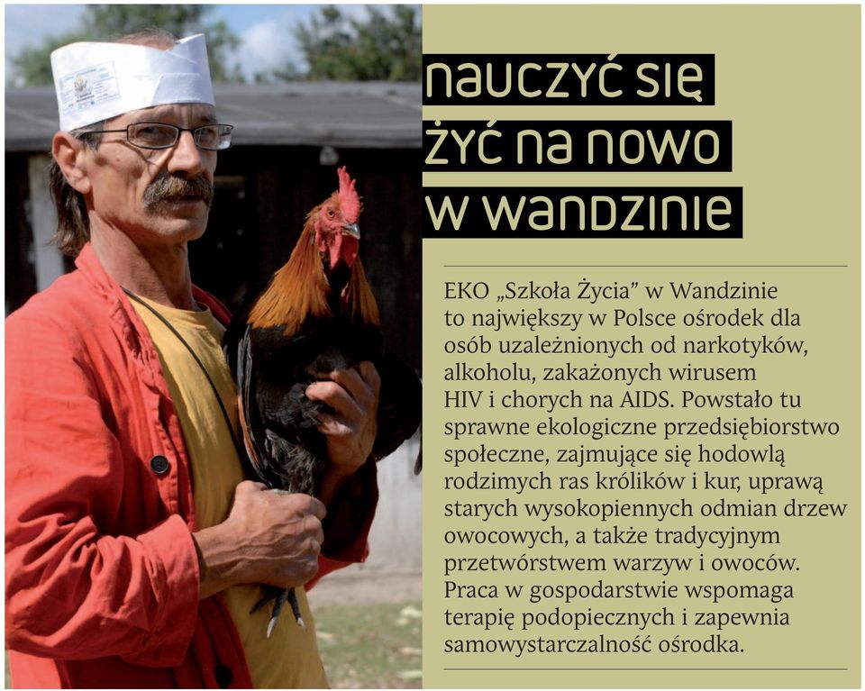 Powstało tu sprawne ekologiczne przedsiębiorstwo społeczne, zajmujące się hodowlą rodzimych ras królików i kur, uprawą