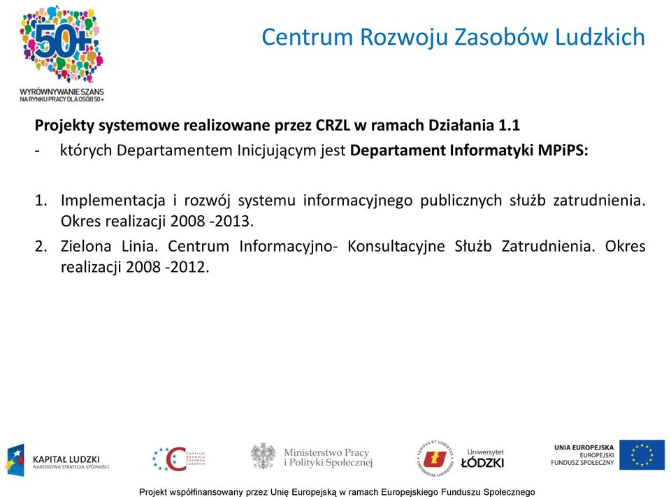 Implementacja i rozwój systemu informacyjnego publicznych służb zatrudnienia.