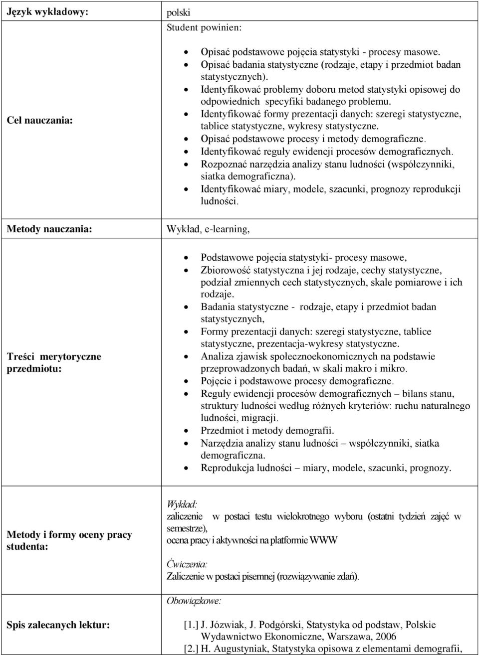 Identyfikować formy prezentacji danych: szeregi statystyczne, tablice statystyczne, wykresy statystyczne. Opisać podstawowe procesy i metody demograficzne.