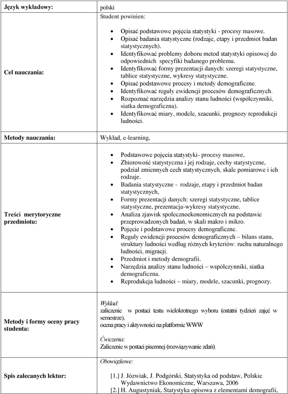 Identyfikować formy prezentacji danych: szeregi statystyczne, tablice statystyczne, wykresy statystyczne. Opisać podstawowe procesy i metody demograficzne.