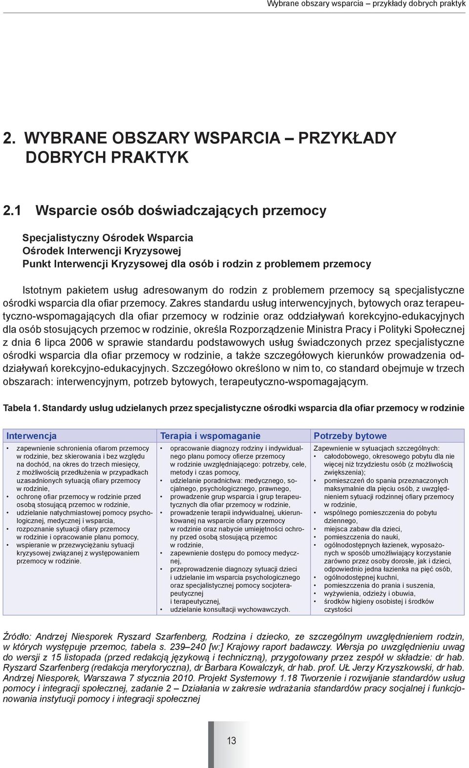 adresowanym do rodzin z problemem przemocy są specjalistyczne ośrodki wsparcia dla ofi ar przemocy.