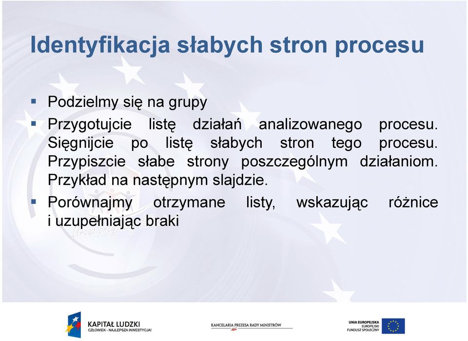 Sięgnijcie po listę słabych stron tego procesu.