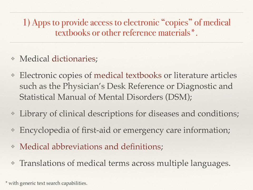 Diagnostic and Statistical Manual of Mental Disorders (DSM); Library of clinical descriptions for diseases and conditions; Encyclopedia