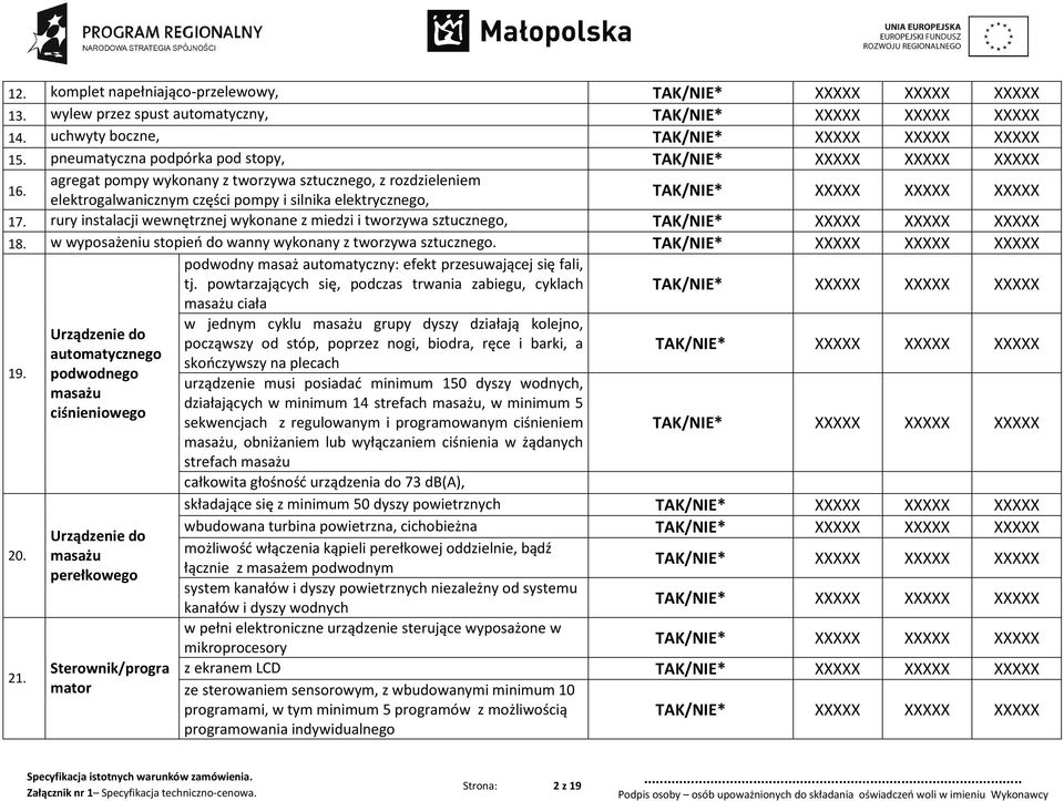 w wyposażeniu stopień do wanny wykonany z tworzywa sztucznego. podwodny masaż automatyczny: efekt przesuwającej się fali, tj. powtarzających się, podczas trwania zabiegu, cyklach 19. 20. 21.