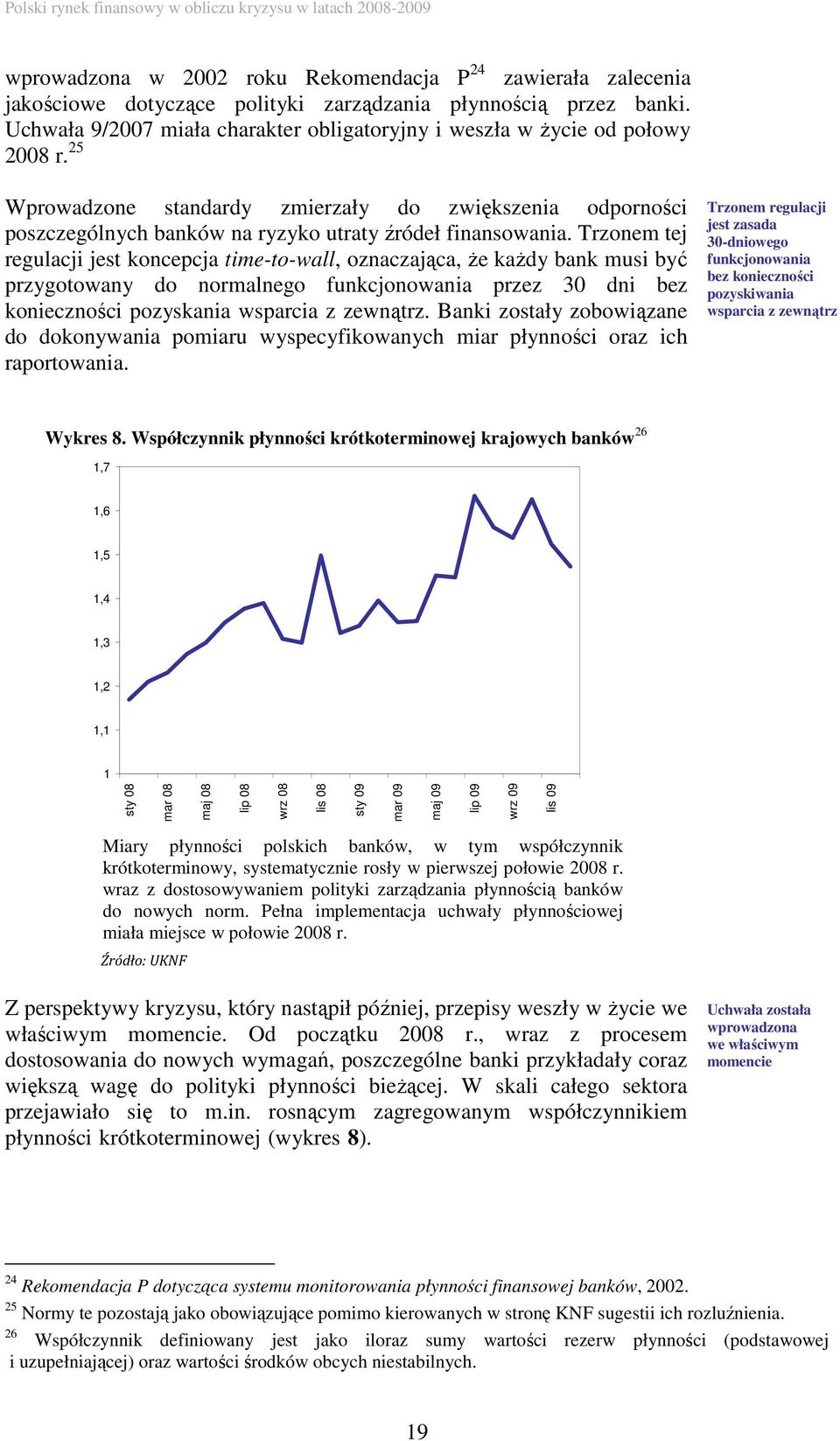 Trzonem tej regulacji jest koncepcja time-to-wall, oznaczająca, Ŝe kaŝdy bank musi być przygotowany do normalnego funkcjonowania przez 30 dni bez konieczności pozyskania wsparcia z zewnątrz.