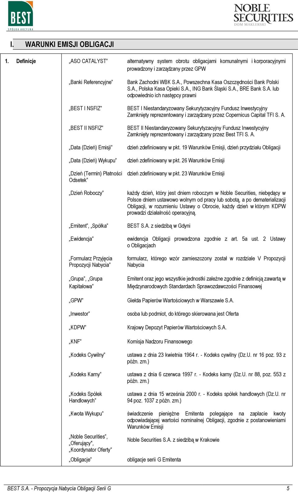 (Dzień) Wykupu Dzień (Termin) Płatności Odsetek Dzień Roboczy Emitent, Spółka Ewidencja Formularz Przyjęcia Propozycji Nabycia Grupa, Grupa Kapitałowa GPW Inwestor KDPW KNF Kodeks Cywilny Kodeks