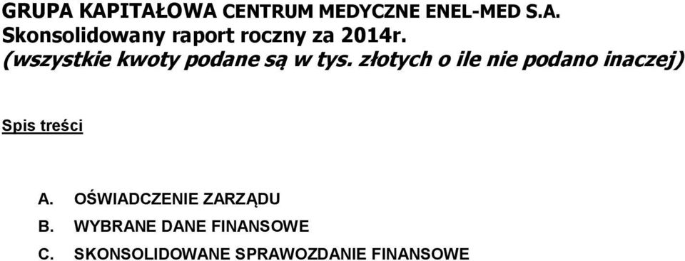 OŚWIADCZENIE ZARZĄDU B.