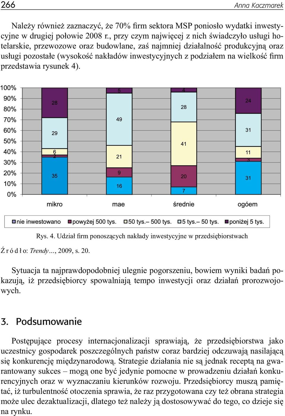 wielkość firm przedstawia rysunek 4). Rys. 4. Udział firm ponoszących nakłady inwestycyjne w przedsiębiorstwach Źródło: Trendy, 200