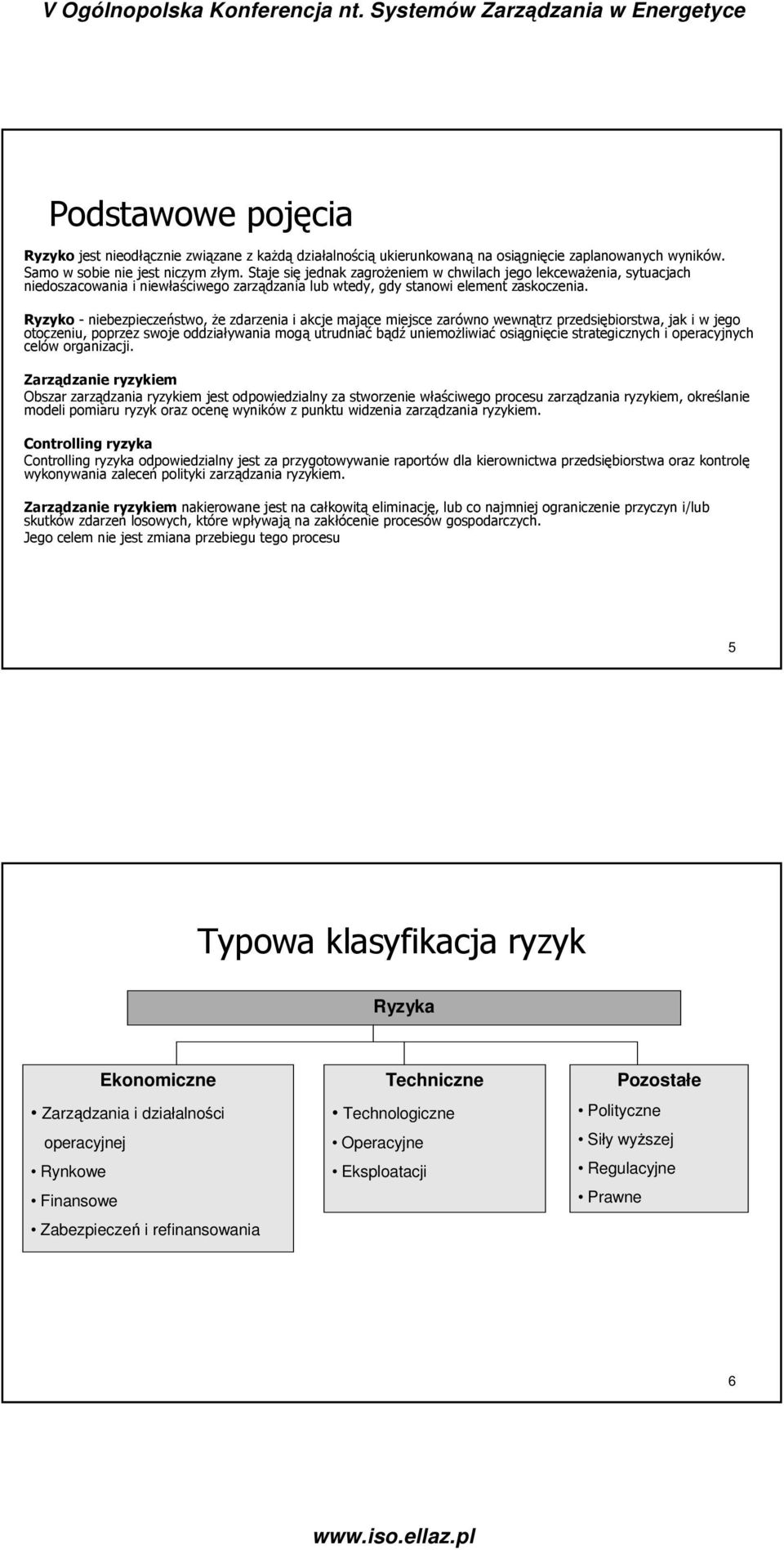 Ryzyko - niebezpieczeństwo, że zdarzenia i akcje mające miejsce zarówno wewnątrz przedsiębiorstwa, jak i w jego otoczeniu, poprzez swoje oddziaływania mogą utrudniać bądź uniemożliwiać osiągnięcie