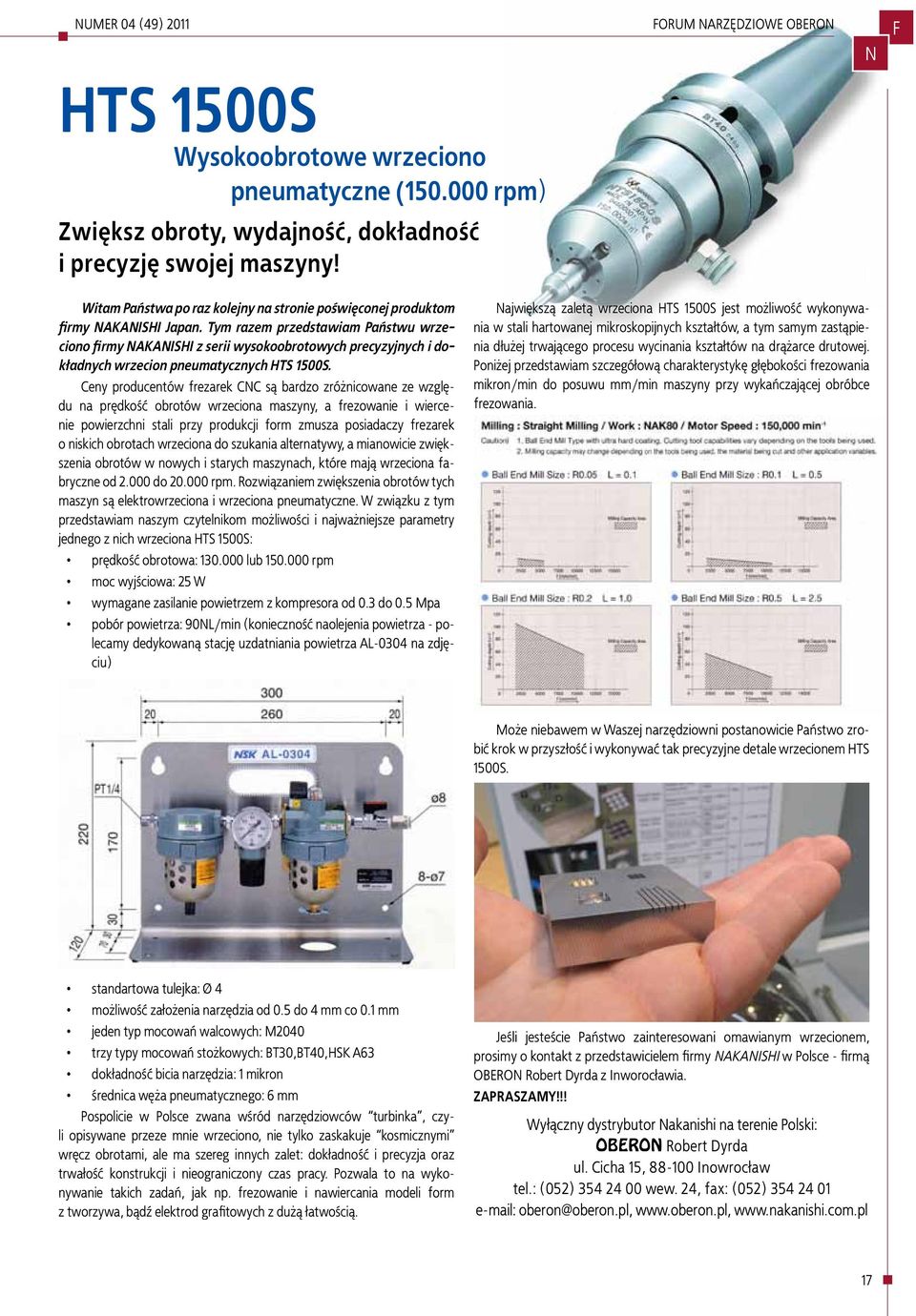 Tym razem przedstawiam Państwu wrzeciono firmy AKAISHI z serii wysokoobrotowych precyzyjnych i dokładnych wrzecion pneumatycznych HTS 1500S.