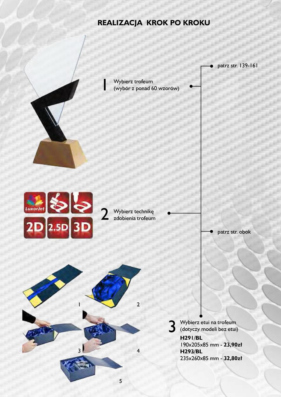 Wybierz technikę zdobienia trofeum patrz str.
