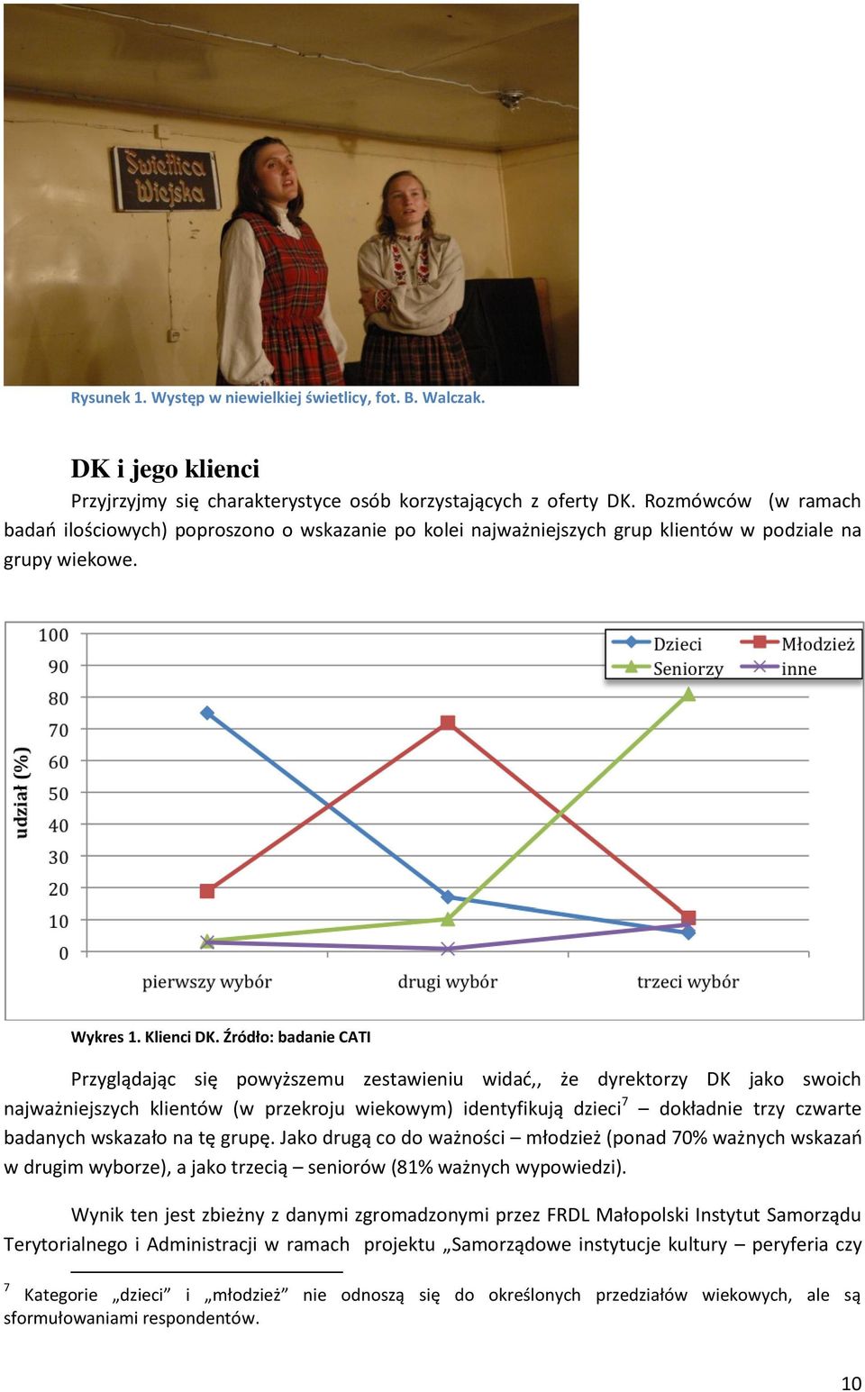 Źródło: badanie CATI Przyglądając się powyższemu zestawieniu widad,, że dyrektorzy DK jako swoich najważniejszych klientów (w przekroju wiekowym) identyfikują dzieci 7 dokładnie trzy czwarte badanych